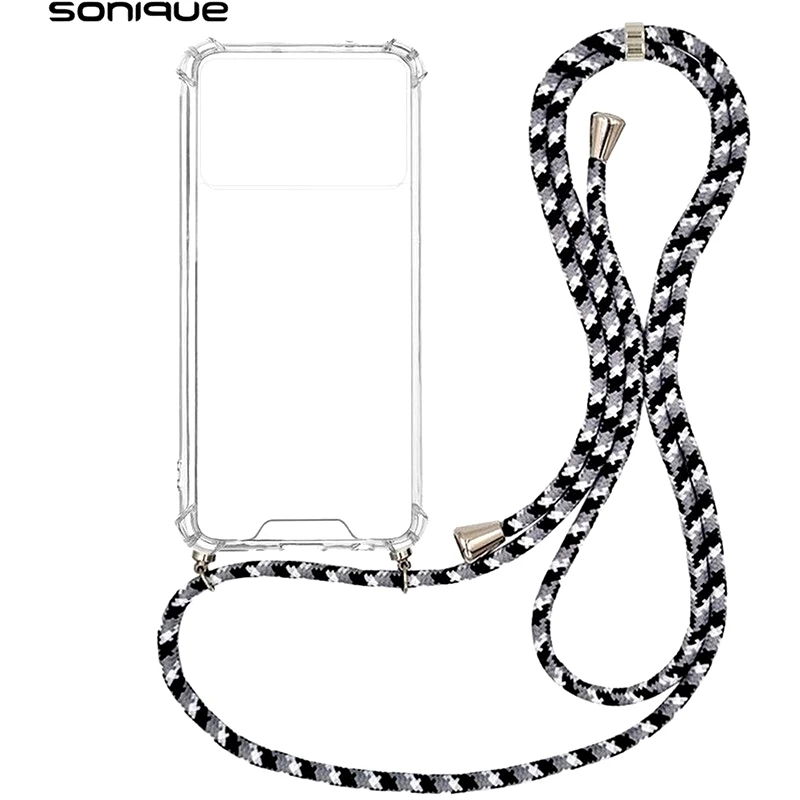 Θήκη Xiaomi Poco X6 Pro 5G - Sonique Armor Σιλικόνης Με Κορδόνι Rainbow Μαύρο - Clear φωτογραφία