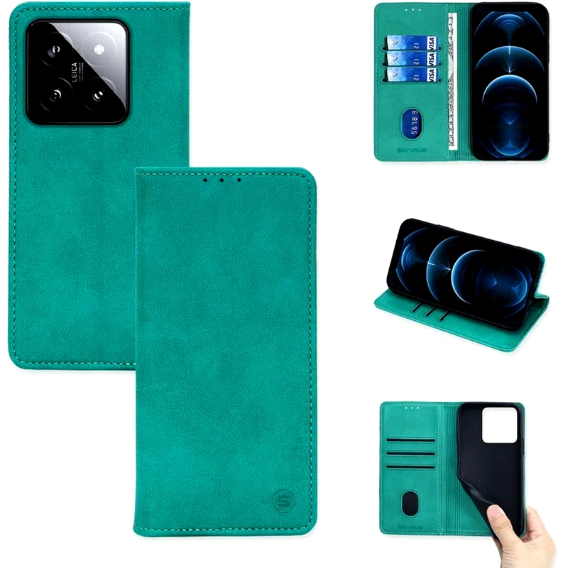 SONIQUE Θήκη Xiaomi Xiaomi 14 - Sonique Vintage Magnet Wallet - Βεραμάν