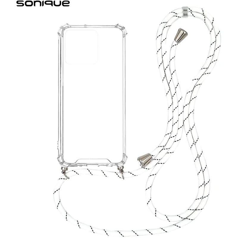 SONIQUE Θήκη Realme C51/ Realme C53 - Sonique Armor Σιλικόνη Με Κορδόνι Rainbow Λευκό - Clear