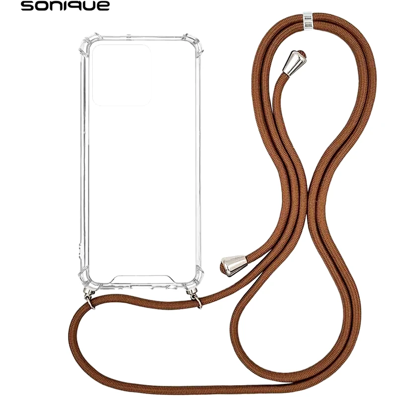Θήκη Realme C51/ Realme C53 - Sonique Armor Σιλικόνη Με Κορδόνι Καφέ - Clear φωτογραφία