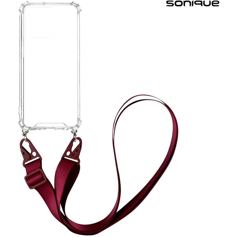 SONIQUE Θήκη Realme C51/ Realme C53 - Sonique Armor Σιλικόνη Με Strap Μπορντό - Clear