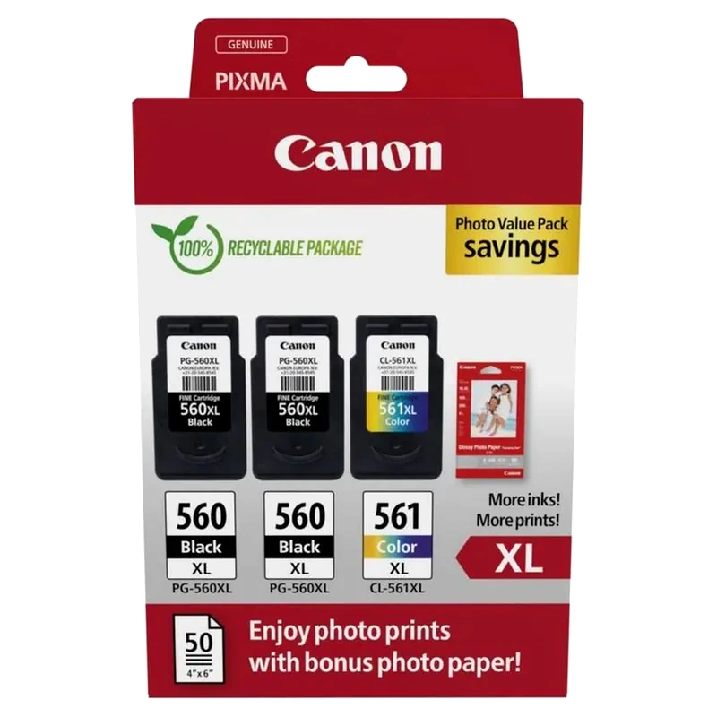 CANON Canon Pg-560XLx2/Cl-561XL Πολλαπλό Πακέτο 2 Μελανιών Εκτυπωτή 3712C012
