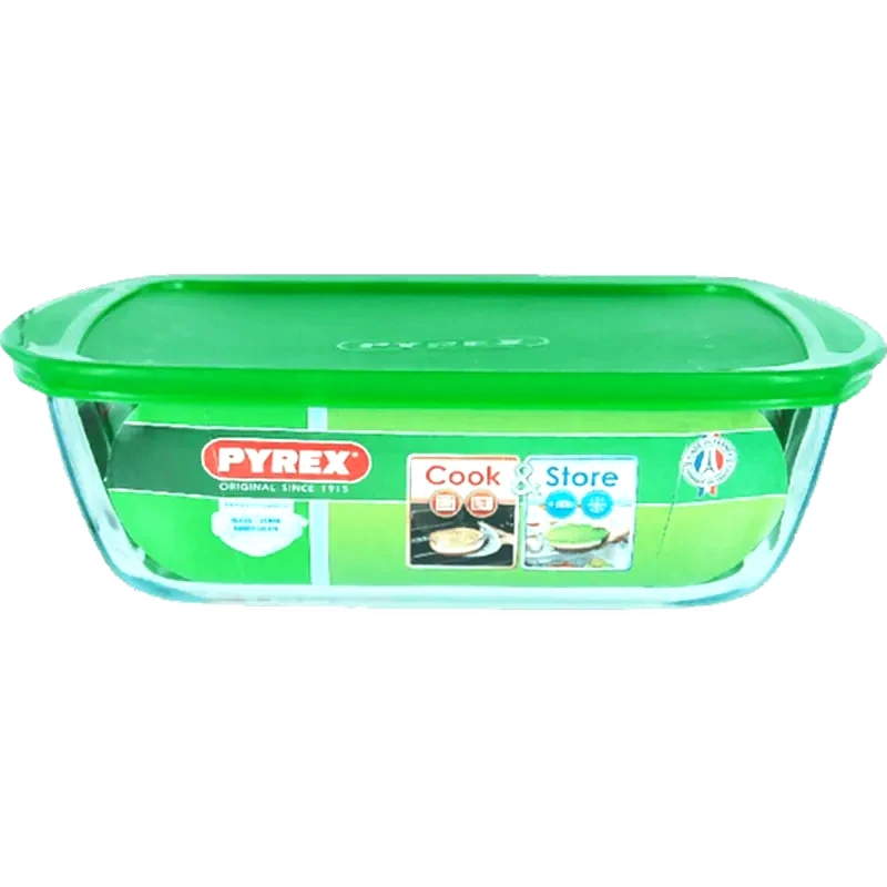 PYREX Δοχείο Αποθήκευσης Φαγητού Pyrex Γυάλινο 1.1 Lt - Διάφανο/Πράσινο