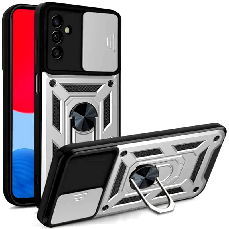 BODYCELL Ανθεκτική Θήκη Με Κάλυμμα Για Την Κάμερα Και Μεταλλικό Ring Holder - Samsung Galaxy M15 - Bodycell Armor Slide - Silver (5206015075278)