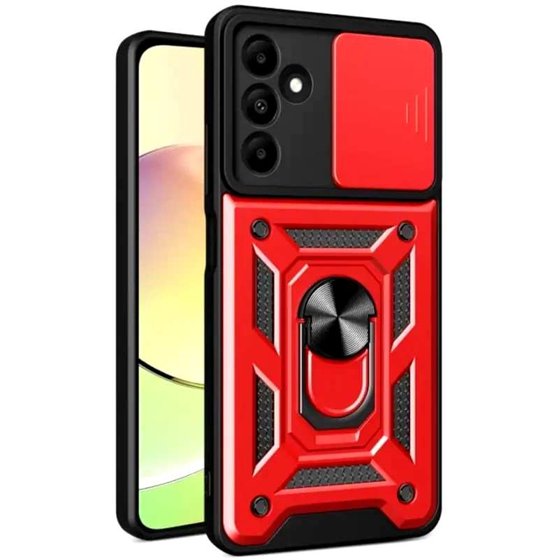 BODYCELL Ανθεκτική Θήκη Με Κάλυμμα Για Την Κάμερα Και Μεταλλικό Ring Holder - Samsung Galaxy A15 - Bodycell Armor Slide - Red (5206015073083)