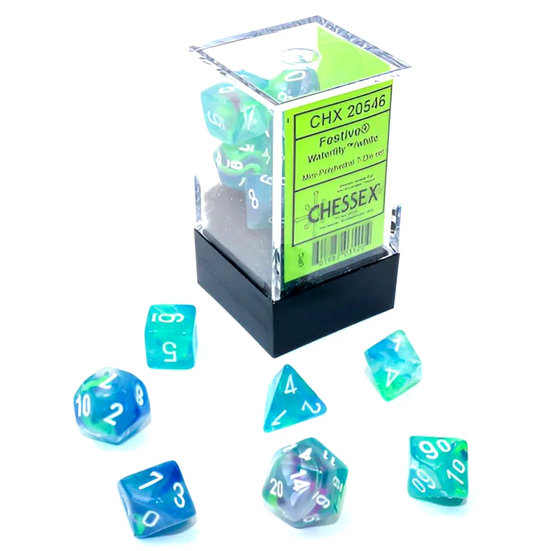 CHESSEX Festive - Waterlily/White Mini 7-die Set CHESSEX