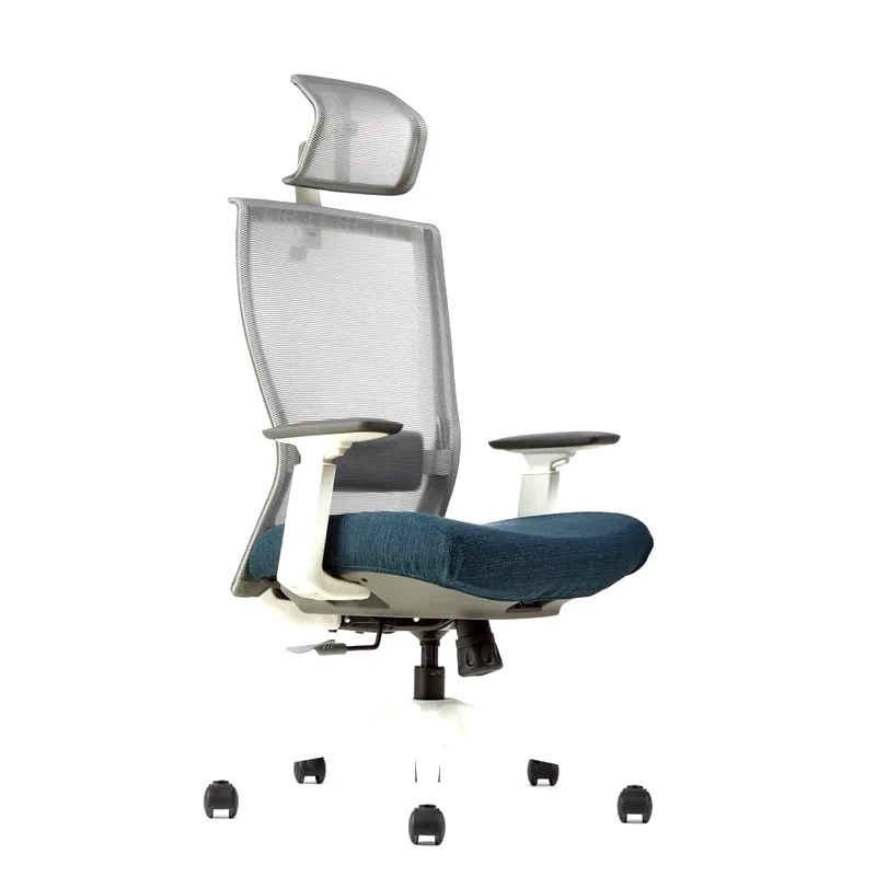 THESIS Καρέκλα Γραφείου με Προσκέφαλο Thesis M5 Υφασμάτινη 65x114-125 cm - Λευκή/Μπλε