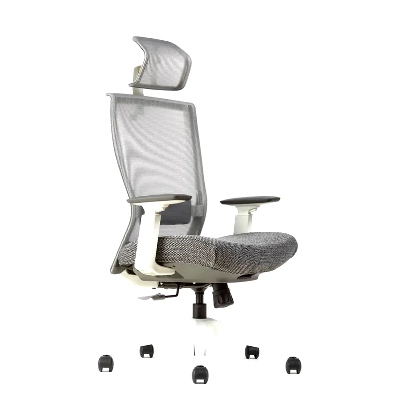 THESIS Καρέκλα Γραφείου Thesis M5 με Προσκέφαλο Υφασμάτινη 65x114-125 cm - Λευκή/Γκρι