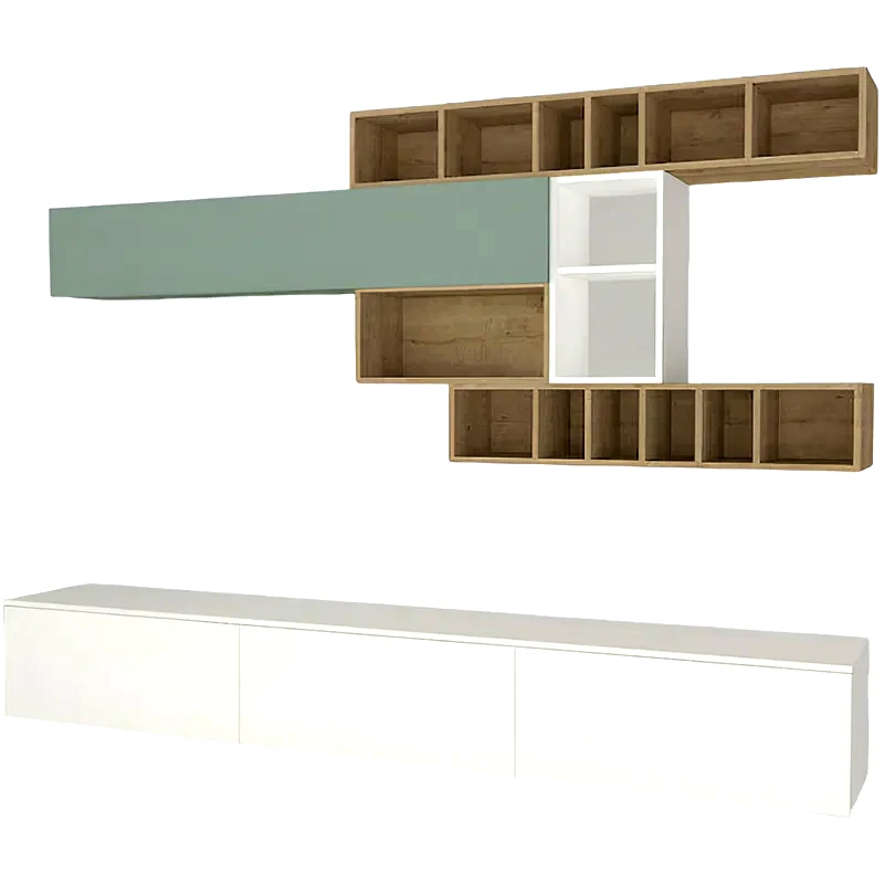 ESMARKET Σύνθετο Σαλονιού Georgia 280x45x180 cm - Λευκό/Sapphire/Τιρκουάζ
