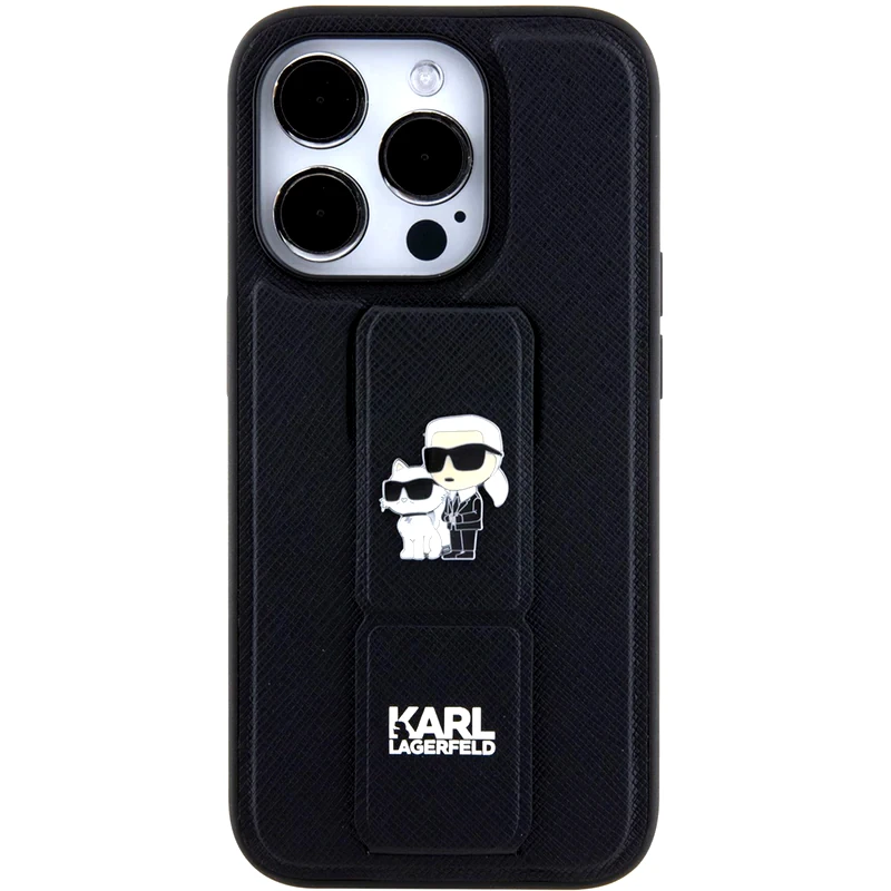 Karl Lagerfeld Karl Choupette Metal Pin Saffiano Gripstand Case Θήκη Προστασίας Από Δερματίνη – Iphone 15 Pro (black – Klhcp15lgsakcpk) φωτογραφία