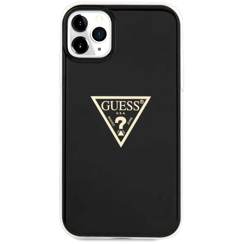 GUESS Guess “metallic Triangle Glitter Logo Collection” Θήκη Προστασίας Από Σιλικόνη – Iphone 11 Pro Max (black – Guhcn65pcumptbk)