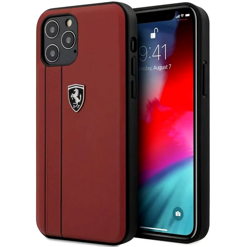 FERRARI Θήκη Apple iPhone 12 Pro Max - Ferrari Off Track Metal Logo Case - Κόκκινο