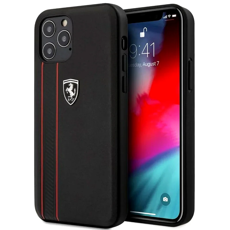 FERRARI Θήκη Apple iPhone 12 Pro Max - Ferrari Off Track Metal Logo Case - Μαύρο