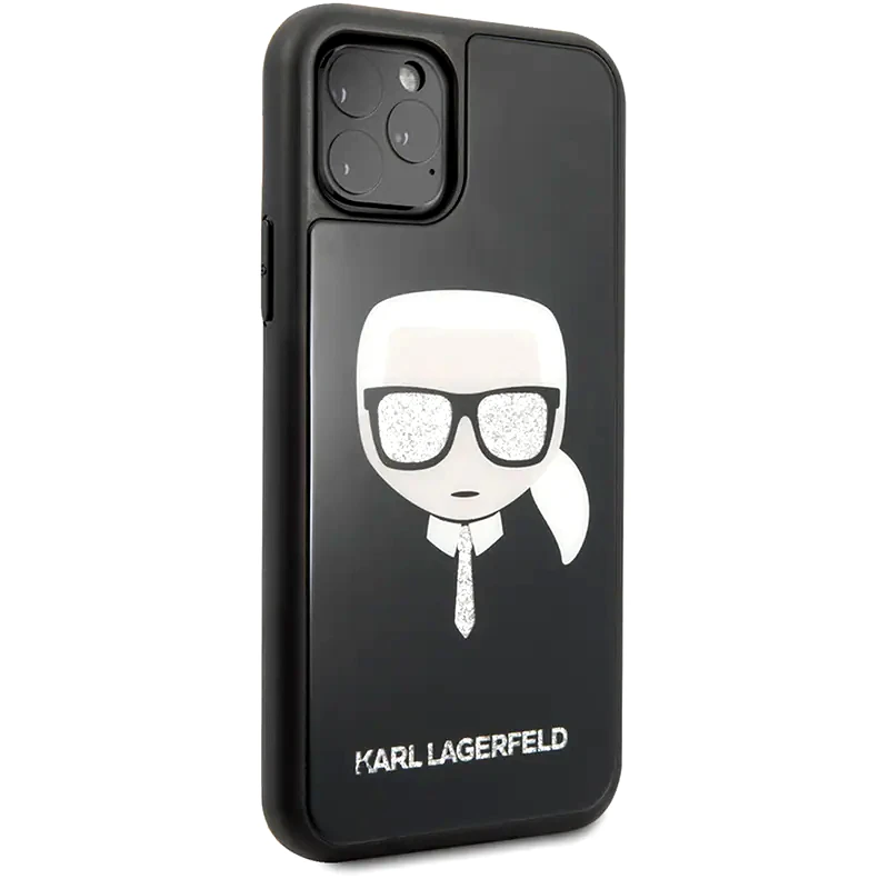 KARL LAGERFELD Karl Lagerfeld Double Layer Glitter Hard Case Karl #039;s Head Θήκη Προστασίας Από Σιλικόνη – Apple Iphone 11 Pro (μαύρο)