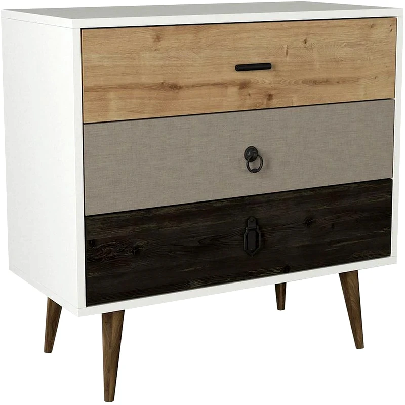 ESMARKET Ξύλινη Συρταριέρα ArteLibre Kimolos 80x40x79cm - Λευκό/Καφέ