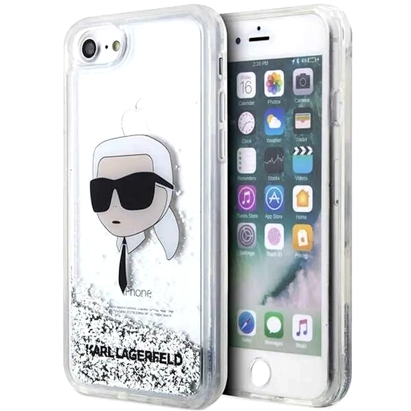 KARL LAGERFELD Karl Lagerfeld Ikonik Case Karl’s Head Θήκη Προστασίας Από Σκληρό Πλαστικό – Iphone 7/8/se (clear Silver/glitter)