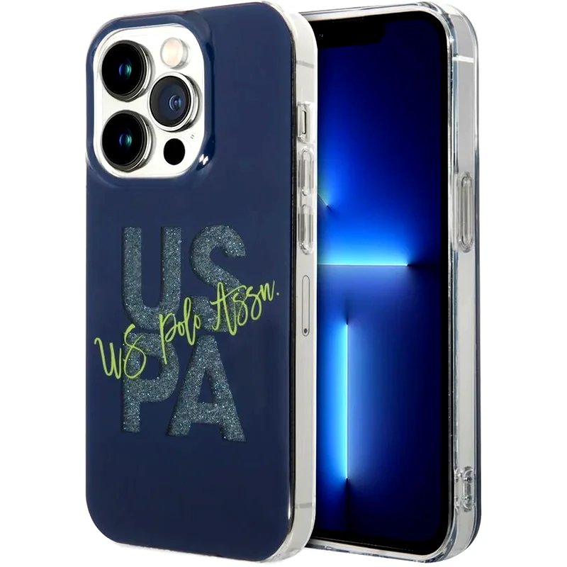 U.S. POLO ASSN Θήκη Apple iPhone 15 Pro - U.S. Polo Assn Hard Case Iml Glitter Script - Navy