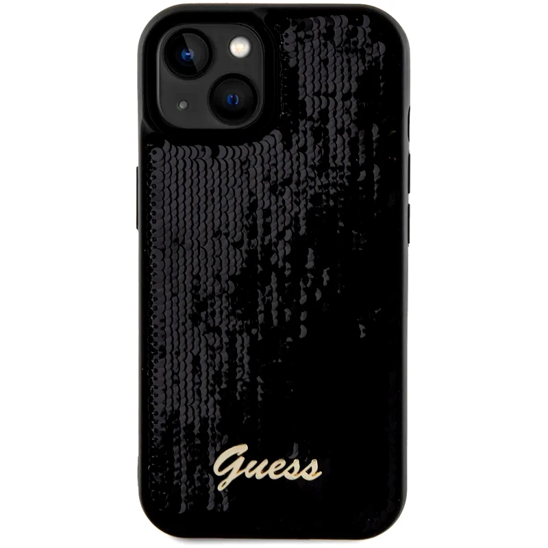 GUESS Guess Quot;sequin Script Metal Quot; Hard Case Iphone 15 (black – Guhcp15spsfdgsk)
