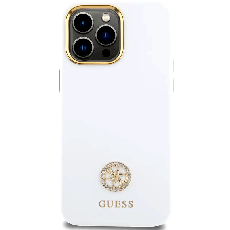 GUESS Guess Quot;4g Strass Logo Collection Quot; Case Θήκη Προστασίας Από Σιλικόνη – Iphone 15 Pro Max (white – Guhcp15xm4dgph)