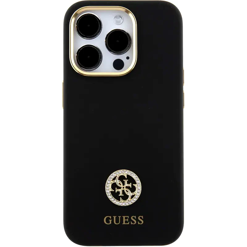 GUESS Guess Quot;4g Strass Logo Collection Quot; Case Θήκη Προστασίας Από Σιλικόνη – Iphone 15 Pro (black – Guhcp15lm4dgpk)