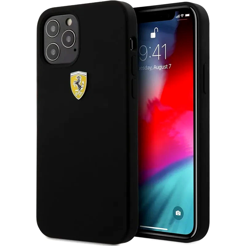 FERRARI Ferrari Quot;on Track Quot; Liquid Silicone Case Θήκη Προστασίας – Iphone 12 / Iphone 12 Pro (μαύρη/3d Logo)