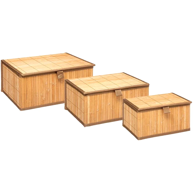 SPITISHOP Σετ Κουτιά Αποθήκευσης F-V 161046a Bamboo 3Τμχ - Καφέ