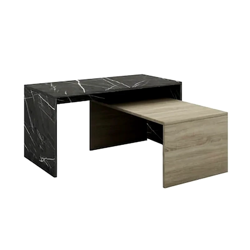 LIBERTA Τραπεζάκι Σαλονιού Liberta Petra Duo από Πετρα 90x45x45cm - Καφέ/Μαύρο