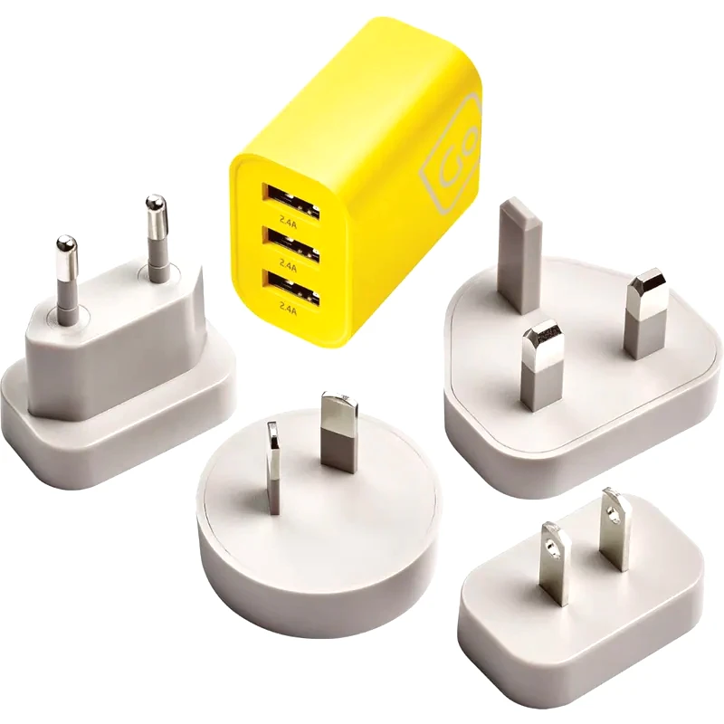 Φορτιστής Πρίζας Go Travel Worldwide 3x Usb - Yellow