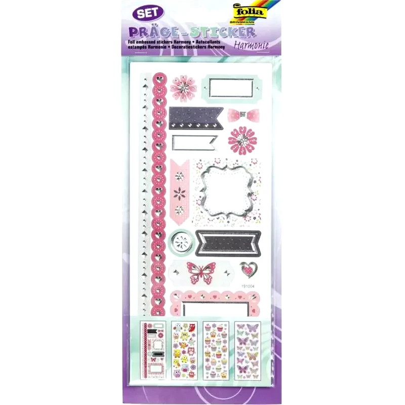 FOLIA Σετ Αυτοκόλλητα Foil Ανάγλυφα, 4 Φύλλα 10x23 Εκ, Harmony