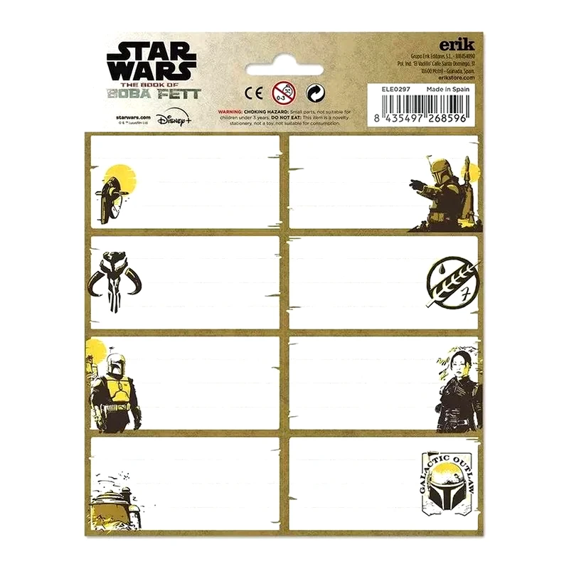 GRUPOERIK Αυτοκόλλητες Ετικέτες Grupoerik Star Wars Book Of Boba Fett (2 Φύλλα - 16 Τεμάχια)