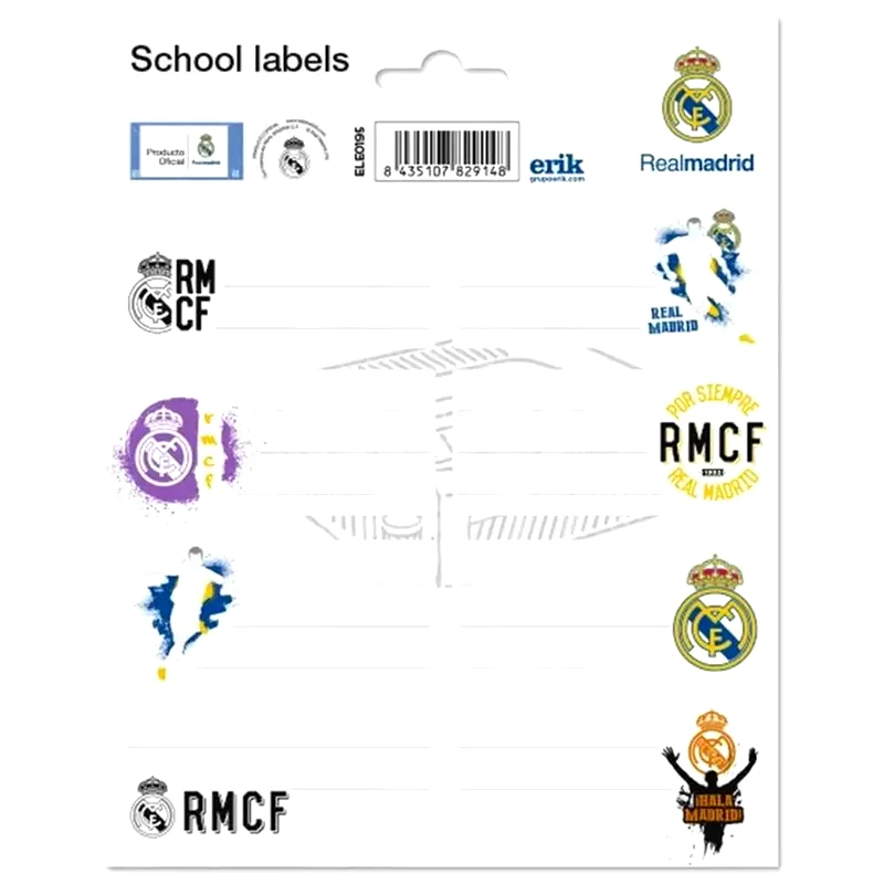 GRUPOERIK Αυτοκόλλητες Ετικέτες Grupoerik Real Madrid (2 Φύλλα - 16 Τεμάχια)
