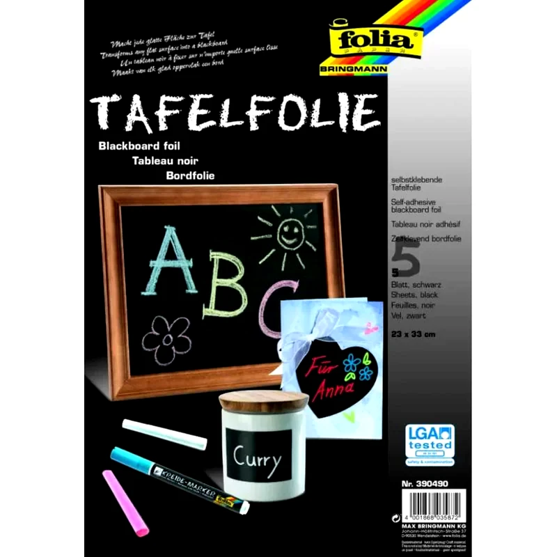 FOLIA Μεμβράνη Μαυροπίνακα, 23x33 Εκ, Σετ 5τμχ