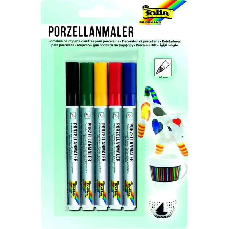 FOLIA Μαρκαδόροι Πορσελάνης Σετ 5 Χρώματα