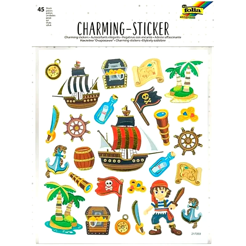 FOLIA Σετ 45 Charming Stickers, 2 Φύλλα 15χ17εκ Πειρατες
