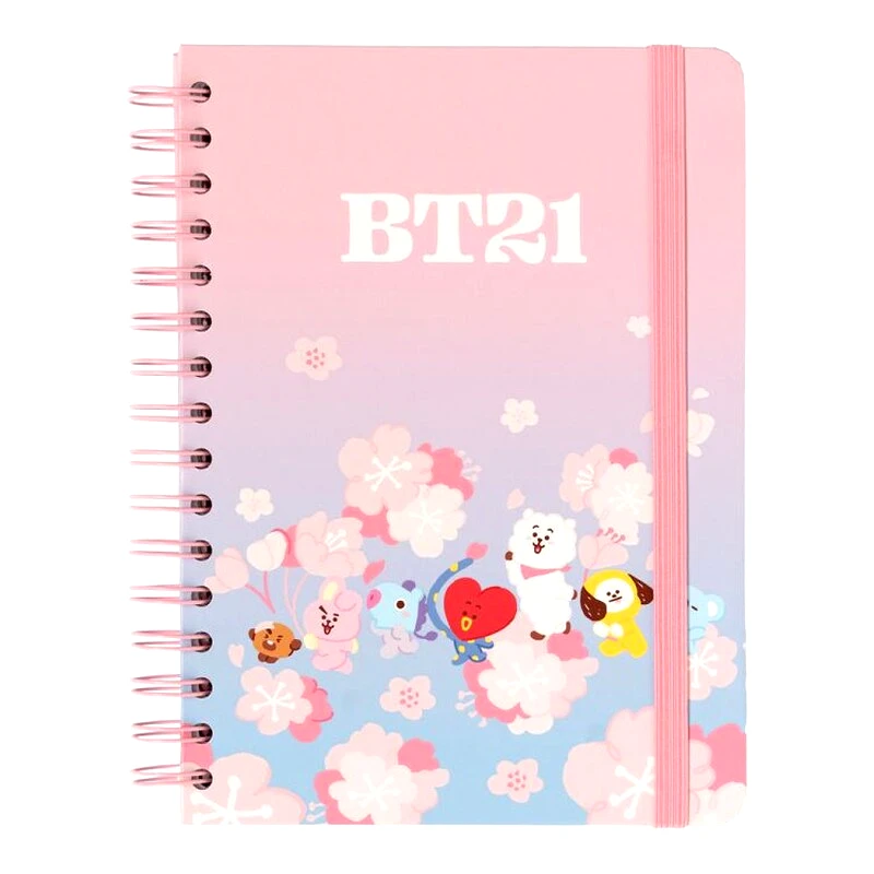 ERIK Τετράδιο Σπιράλ με Λάστιχο A5 με Τελίτσες Bt21 Cherry Blossom 90 Φύλλων