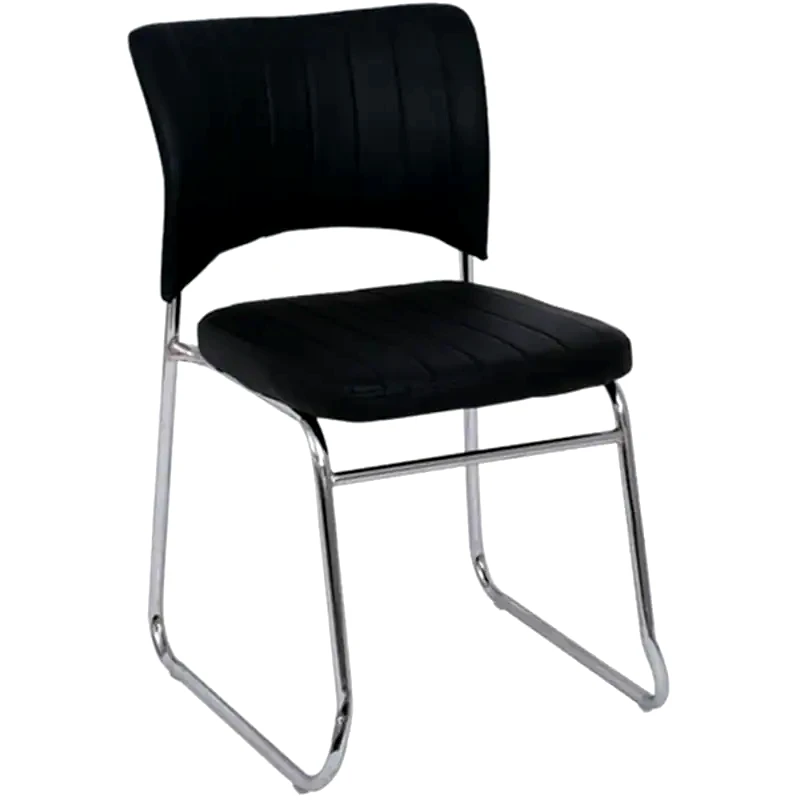 WOODWELL Καρέκλα Επισκέπτη Woodwell C20071 από Τεχνητό Δέρμα - Μαύρη