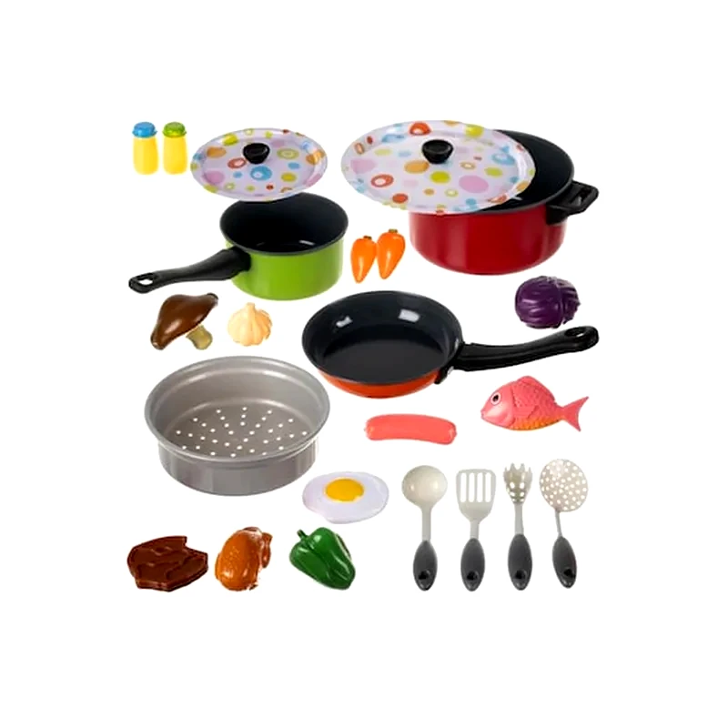 ARIA TRADE Σετ Παιχνίδι Με Κουζινικά 23 Τεμαχίων Με Σκεύη Τρόφιμα Και Αξεσουάρ Κουζίνας Children S Kitchen Set