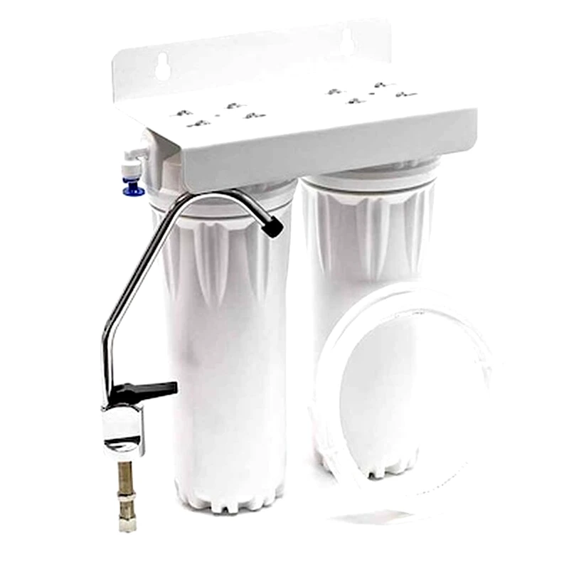 QWATERFILTERS Φίλτρο Διπλό Κάτω Πάγκου Μαζί Με Βρυσάκι Και Φίλτρα
