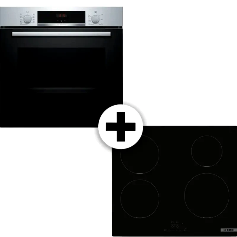 BOSCH BOSCH HBA534ES4 PUE611BB5E 71 Lt Inox Eντοιχιζόμενο Σετ Φούρνος και Εστία