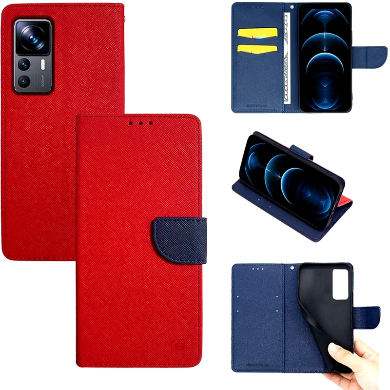 SONIQUE Θήκη Xiaomi Xiaomi 12T/Xiaomi 12T Pro - Sonique Trend Book - Κόκκινο/ Σκούρο Μπλε