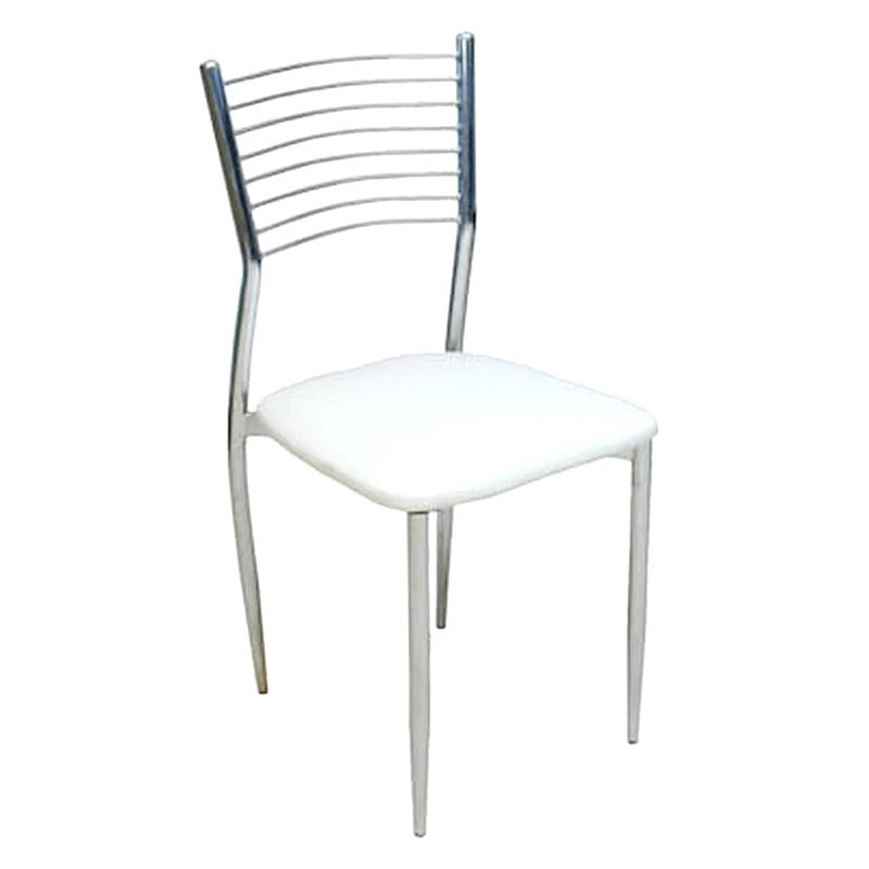 WOODWELL Καρέκλα Woodwell Μεταλλική Χρωμίου με Δερματίνη Pvc Σετ 6 Τμχ - Εκρού