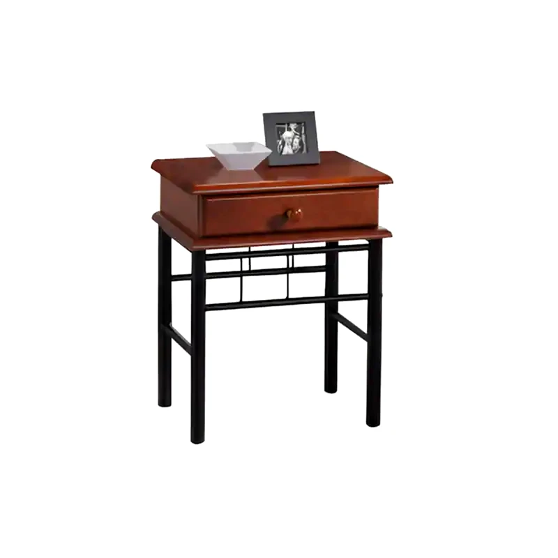 WOODWELL Κομοδίνο Woodwell Από Ξύλο Και Μέταλλο 50X34x48 cm - Καρυδί Μαύρο