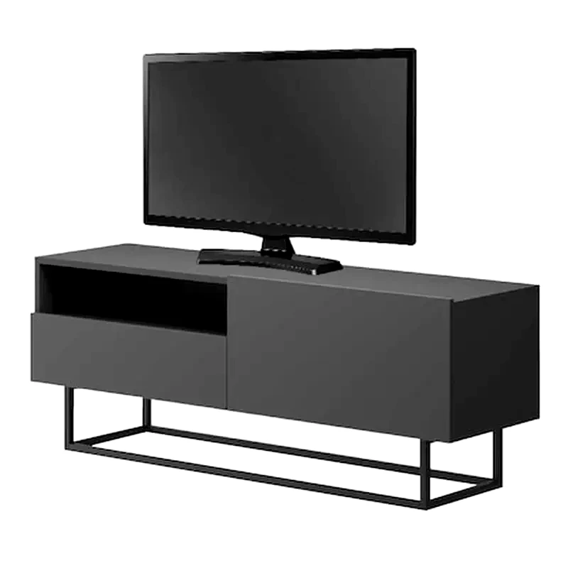 WELHOME Επιπλο Τηλεορασης Welhome Μελαμίνη Μέταλλο 120x37x46 cm - Ανθρακι