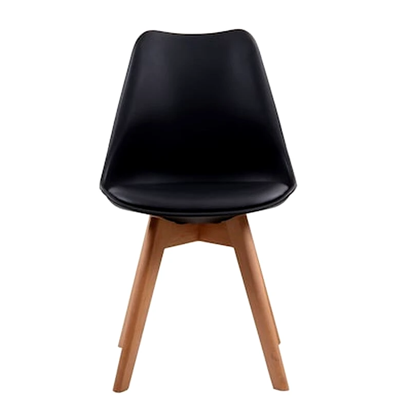 WOODWELL Καρεκλα Μαυρο Pp Με Ξυλινα Ποδια - Σετ 4 Τεμαχίων