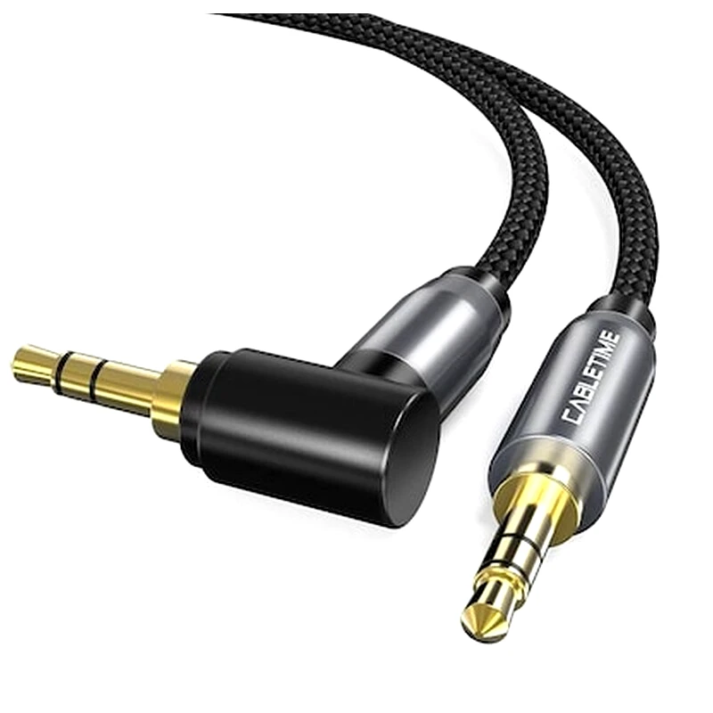 CABLETIME Cabletime Καλώδιο Aux Stereo 3.5mm (1/8) 90 Degree Av311, 1m, Μαύρο