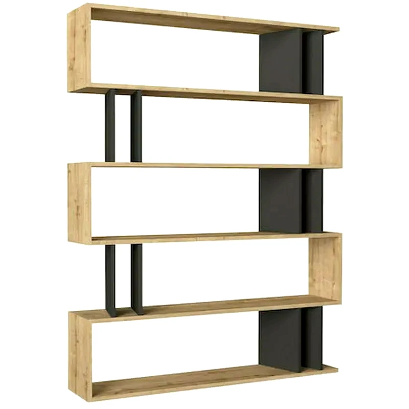 WELHOME Βιβλιοθηκη Welhome από Μελαμίνη 122x26x159 cm - Ανθρακί/Μπεζ