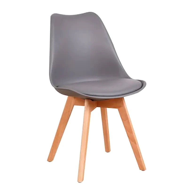 ESMARKET Καρέκλα Esmarket Grough Pp/Pu/Ξύλο 49x56x83cm - Γκρι