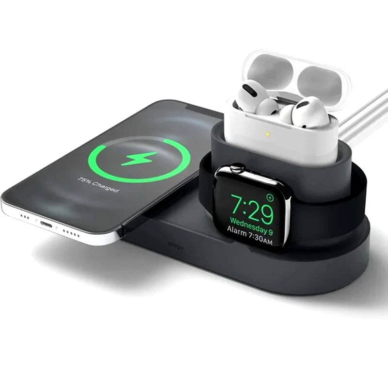 ELAGO Βάση Στήριξης Επιτραπέζια Elago Charging Hub Trio 1 Για Τον Ασύρματο Φορτιστή Magsafe Σιλικόνης - Μαύρο