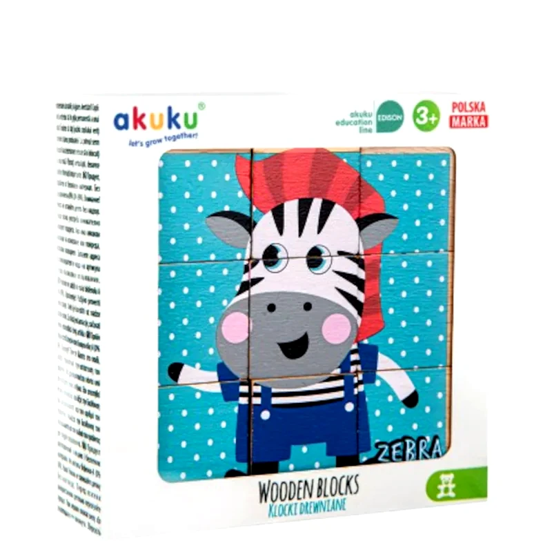 AKUKU Παζλ Akuku Κυβάκια (9 Τεμ) - Ζωάκια
