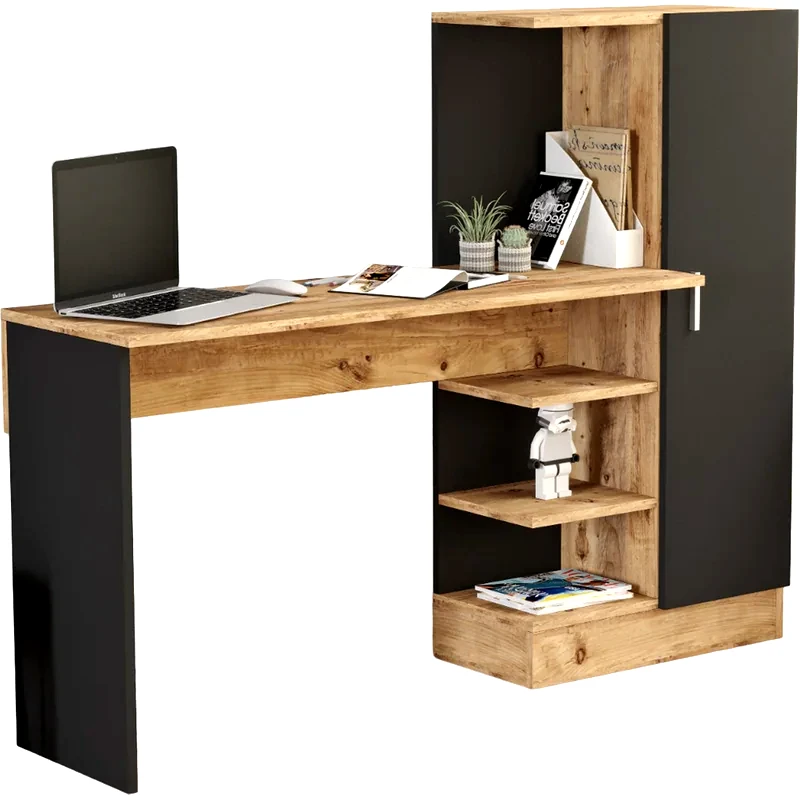 24MALL Γραφείο 24Mall Libro από Μοριοσανίδα 152.3 x 40 x 120 cm - Μπεζ/Ανθρακί